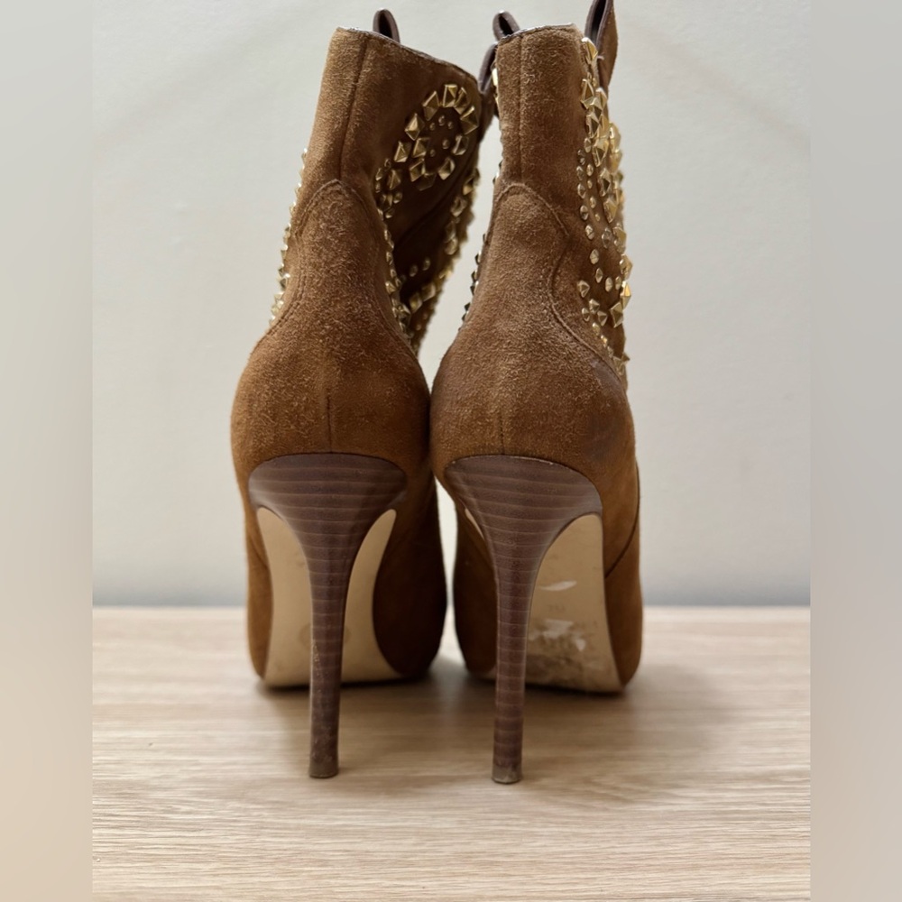 Michael Kors Brown Suede Studded Ankle Booties - Picture 3 of 7